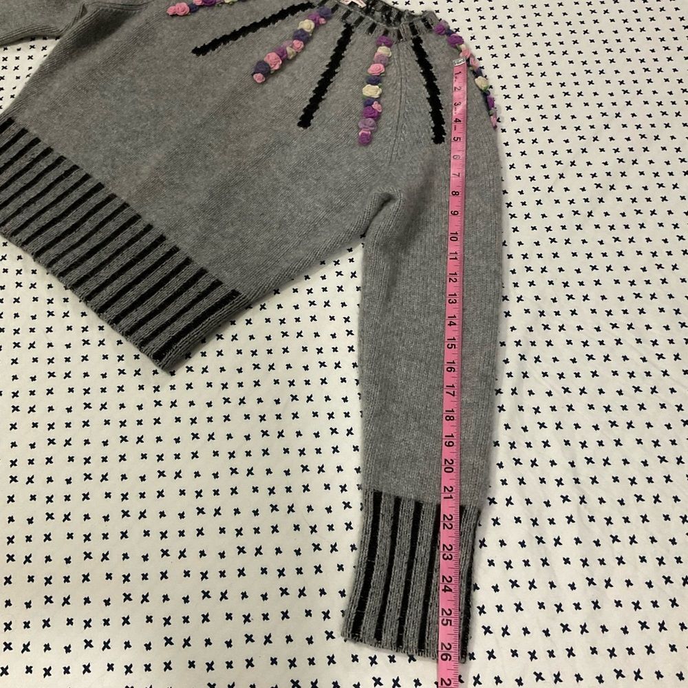Olympia Le-Tan Cashmere Margot Embroidered Sweater in Grey Medium - Picture 11 of 15